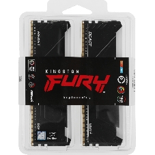 Оперативная память Kingston Fury Beast, DDR4, 32GB (2x16GB), 3200MHz, CL16, DIMM, с радиатором, RGB, черный