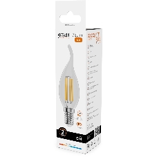 Лампа филам. Gauss Filament 12Вт цок.: E14 свеча св. свеч. бел. теп. (упак.: 10 шт) (42112)