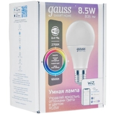 Лампа Светодиодная Gauss Smart Home RGbW E27 A60 8.5 Вт 2700-6500K 1/10/100