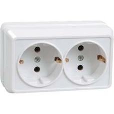 Розетка IEK ERO21-K01-16-DC РС22-3-ОБ 2местн. с з/к 16А откр.уст. ОКТАВА (белый)