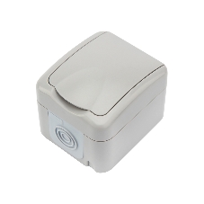 Розетка одноместная Kranz Mini OG IP54, с заземлением, о/у, серая