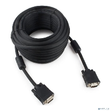 Кабель VGA Premium Cablexpert CC-PPVGA-15M-B, 15M/15M, 15м, черный, тройной экран, феррит.кольца, пакет