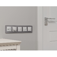Комплект механизма розетки ALFA Серебро глянец 2USB A+C 20W (быстрая зарядка) QUANT (AP4110, VM177) MA411010