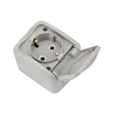 Розетка одноместная Kranz Mini OG IP54, с заземлением, о/у, серая