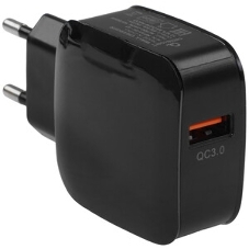 Сетевое зарядное устройство Cablexpert MP3A-PC-41, 18Вт, 3А, быстрая зарядка QC3.0, 1 порт USB, черный, пакет