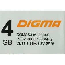Оперативная память Digma, DDR3, 4GB (1x4 GB), 1600 MHz, CL11, SO-DIMM