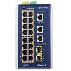 Коммутатор индустриальный PoE IGS-20160HPT для монтажа в DIN-рейку IP30 Industrial L2+/L4 16-Port 1000T 802.3at PoE+ 2-Port 1000T + 2-port 100/1000X SFP Full Managed Switch (-40 to 75 C, dual redundant power input on 48~56VDC terminal block, DIDO, ERPS Ring Supported, 1588)