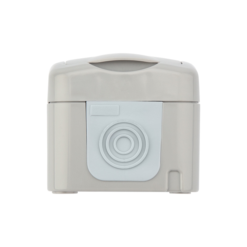 Розетка одноместная Kranz Mini OG IP54, с заземлением, о/у, серая