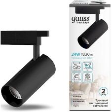 Светильник Gauss трековый цилиндр 24W 1830lm 4000K 180-240V IP20 65x210мм черный LED 1/40