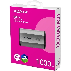 Внешний SSD ADATA SD810, 1TB, USB 3.2 Gen 2x2 Type-C, R/W 2000/2000, серебристый