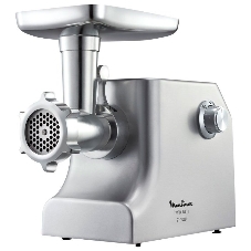 Мясорубка электрическая Moulinex ME858D32 серебристый, 2100 Вт, 5.5 кг/мин, реверс, защита от перегрузки, насадки - 8