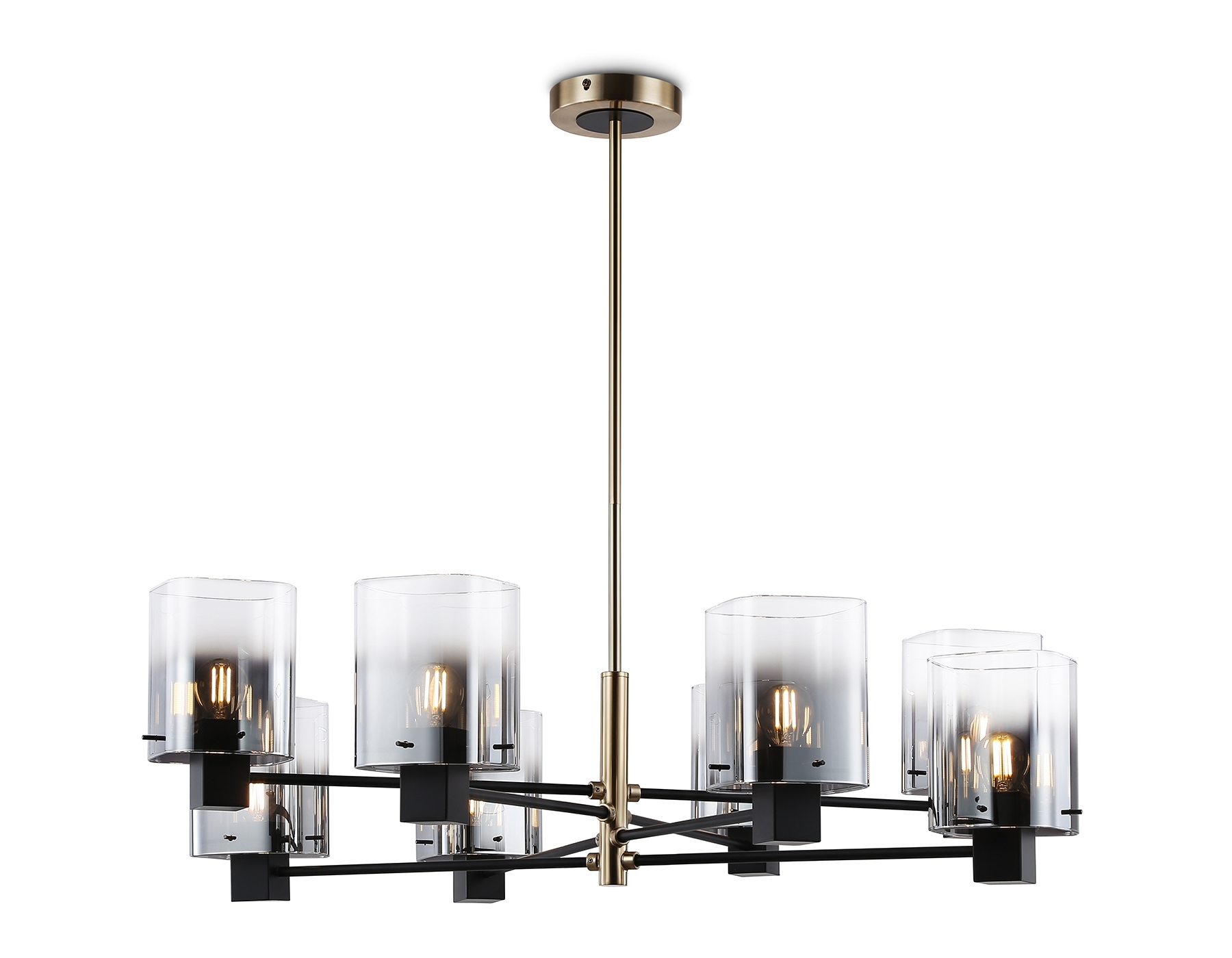 Люстра Ambrella light LH57043/8 BK/DBS/SM черный/темная латунь/дымчатый E14/8 max 40W D830*710