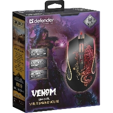 Мышь проводная Defender Venom GM-640L черный, 3200 dpi, USB, кнопки - 8
