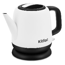 Чайник электрический Kitfort KT-6112 1 л, 1630 Вт, белый/черный (корпус: нержавеющая сталь)