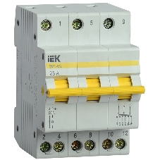Выключатель-разъединитель трехпозиционный 3п ВРТ-63 25А IEK MPR10-3-025