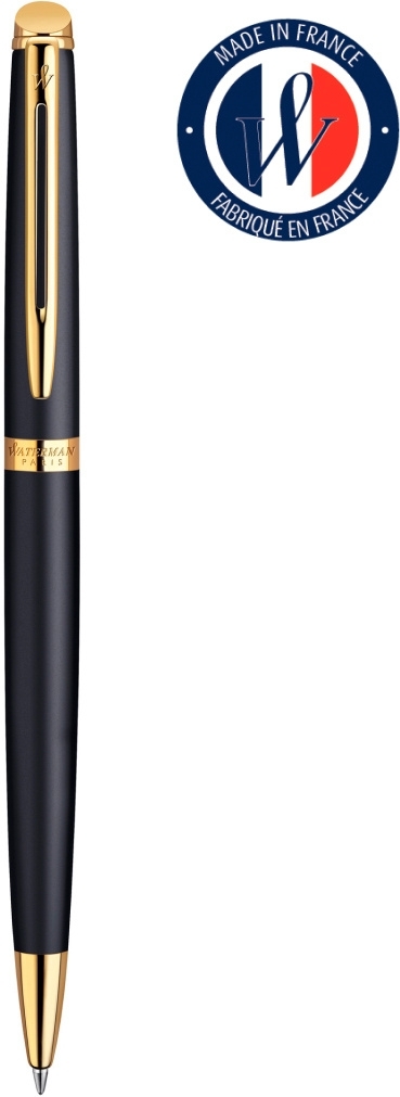 Ручка шариковая Waterman Hemisphere (CWS0920770) Matte Black GT M, синие чернила, подарочная коробка