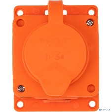 Розетка (колодка) Rexant влагозащищенная с крышкой 1 гнездо COMPACT, с/3, 16А, IP54, каучук, оранжевый