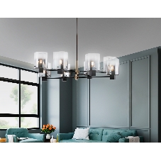 Люстра Ambrella light LH57043/8 BK/DBS/SM черный/темная латунь/дымчатый E14/8 max 40W D830*710