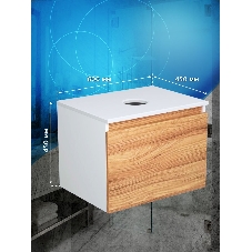 Комплект: тумба Bau Dream Blackwood 60, 1 ящик, раковина прямоугольная BAU Cerama 48х37, мрамор, смеситель Hotel Dream, нерж сталь, выпуск клик клак белый