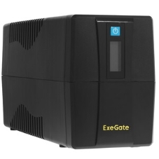 Источник бесперебойного питания ExeGate Smart LB-650.LCD.AVR.2SH.USB (650VA/390W, LCD, AVR, 2*Schuko, USB, батарея 12V 7Ah, черный)