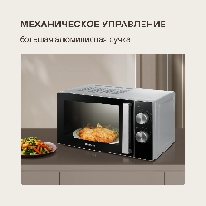 Микроволновая печь Rondell RDE-MW208 серебристый/черный, 20 л, 700 Вт, переключатели - поворотный механизм