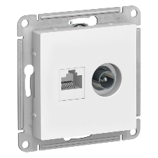 Механизм розетки 2-м AtlasDesign комп. RJ45 кат.5E+TV белый SchE ATN000189
