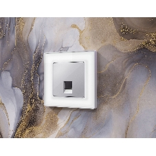Комплект механизма компьютерной розетки ALFA Серебро глянец RJ-45(8P8C) CAT6 с шторкой QUANT (AP4120, VM188) MA412010