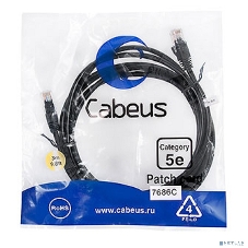 Шнур коммутационный Cabeus, Cat.5e, неэкр., U/UTP, RJ45/RJ45, PVC, AWG24, 3м, черный