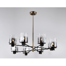 Люстра Ambrella light LH57043/8 BK/DBS/SM черный/темная латунь/дымчатый E14/8 max 40W D830*710