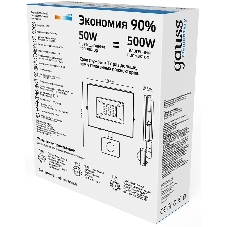 Прожектор светодиодный Gauss Elementary 50Вт 3500лм IP65 6500К с датчиком движения