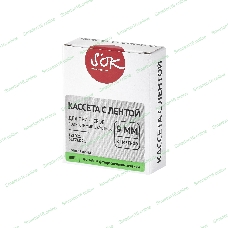 Кассета с лентой S'OK by Sakura Printing TZED21 для Brother, черный на зеленом, 9мм/8м, наклейка