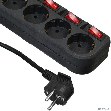 Сетевой фильтр Buro 500SH-1.8-SW-B 1.8 м, 5 розеток, черный, коробка