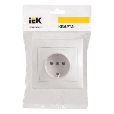 Розетка IEK ERK14-K01-16-DM РС10-3-КБ 1местн. c з/к без защ.штор. 16А КВАРТА (белый)