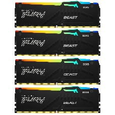 Оперативная память Kingston Fury Beast, DDR5, 64Gb (4x16GB), 5200MHz, CL40, DIMM, с радиаторами, RGB, черный