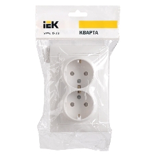 Розетка силовая IEK ERK21-K01-16-DM РСш12-3-КБ 2 местн. c з/к с защ.штор. 16А КВАРТА (белый)