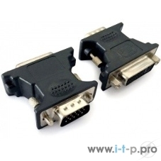 Переходник Cablexpert VGA-DVI, 15M/25F, черный, пакет (A-VGAM-DVIF-01)