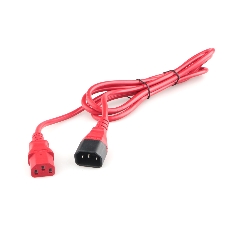 Кабель питания Cablexpert PC-189-VDE-R-1.8M, C13-С14, 3x0.75мм2, 10A, с заземлением, медь, 1.8м, красный, пакет
