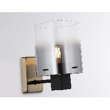 Настенный светильник Ambrella light LH57045 BK/DBS/SM черный/темная латунь/дымчатый E14 max 40W 195*110*185