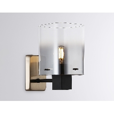 Настенный светильник Ambrella light LH57045 BK/DBS/SM черный/темная латунь/дымчатый E14 max 40W 195*110*185