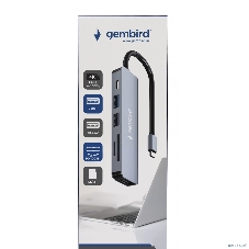 USB-концентратор Gembird UHB-D9, USB Type-C, PD100W, SD/TF, USB 2.0, HDMI, USB Type-C
