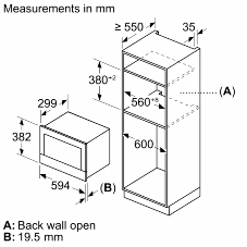 Встраиваемая микроволновая печь Bosch BER7321B1 900Вт, 5 режимов, кварцевый гриль,инвертер, 21 л, черный, петли справа