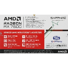 Видеокарта Sapphire AMD Radeon RX 7600 PULSE, 8 GB GDDR6, 128 bit, 3xDisplayPort, HDMI, GPU 1875 MHz