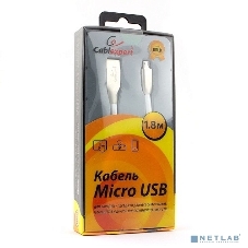 Кабель USB2.0 Cablexpert CC-G-mUSB01W-1.8M, AM/microB, серия Gold, 1.8м, белый, блистер