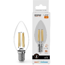 Лампа светодиодная филаментная Gauss Filament 12Вт цок.:E14 свеча св.свеч.бел.теп. (упак.:10шт)