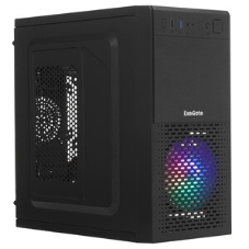 Компьютерный корпус Minitower ExeGate mEVO-7807-NPX600 (mATX, БП 600NPX 12см, 1хUSB+1хUSB 3.0, черный 1x12см с RGb подсветкой)