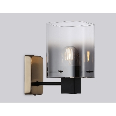 Настенный светильник Ambrella light LH57045 BK/DBS/SM черный/темная латунь/дымчатый E14 max 40W 195*110*185