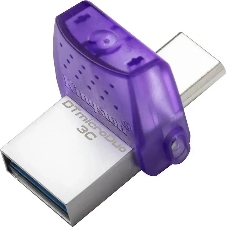 Флешка USB Kingston DataTraveler microDuo 3C (DTDUO3CG3/64Gb), 64Gb, USB 3.2 Gen 1/Type-C, R/W 200/15, фиолетовый