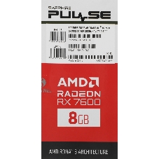 Видеокарта Sapphire AMD Radeon RX 7600 PULSE, 8 GB GDDR6, 128 bit, 3xDisplayPort, HDMI, GPU 1875 MHz