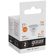 Лампа светодиодная Gauss LED Elementary MR16 GU5.3 7W 530lm 3000K 1/10/100 0