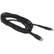 Кабель QUMO, MFI С94, Type-C на MFI Apple 8 pin, силиконовый, 1м, 2,22A, 9V, 20W, PD черный